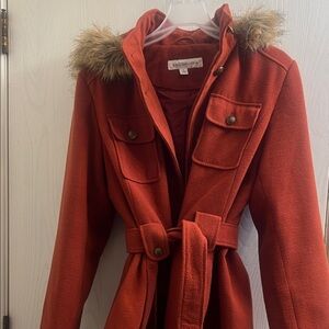 Liz Claiborne Women's Red Utility Jacket with Faux Fur
